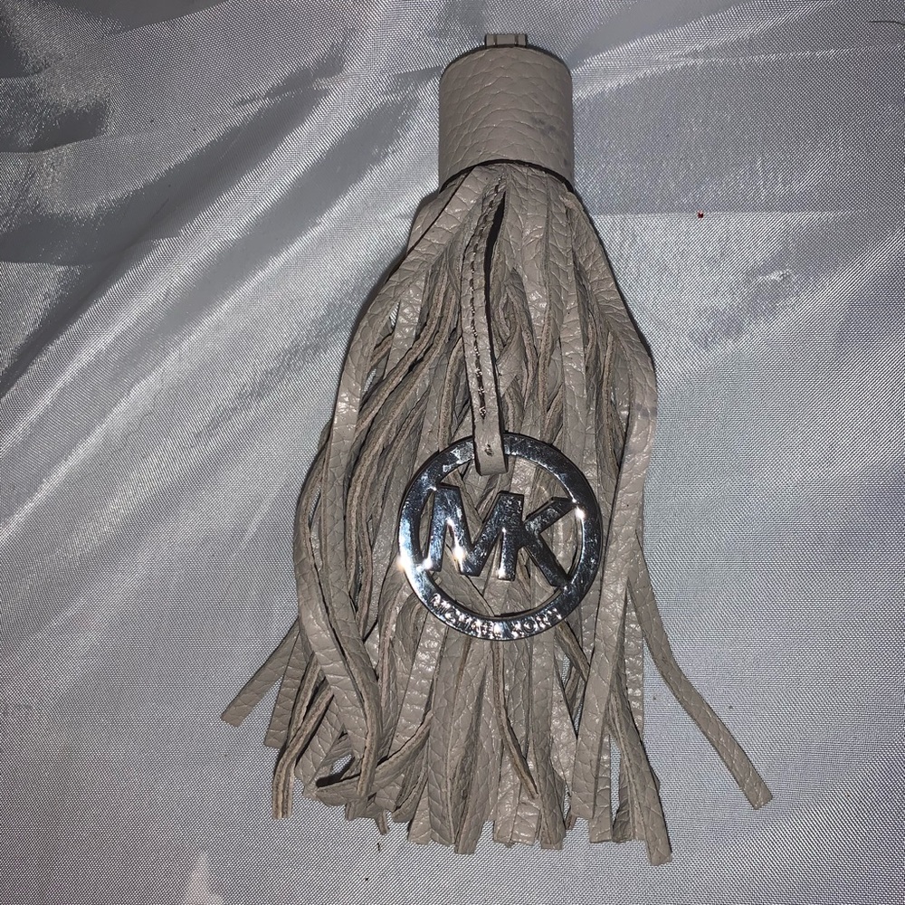 (1) New Michael Kors MK Logo Beige with Silver Charm